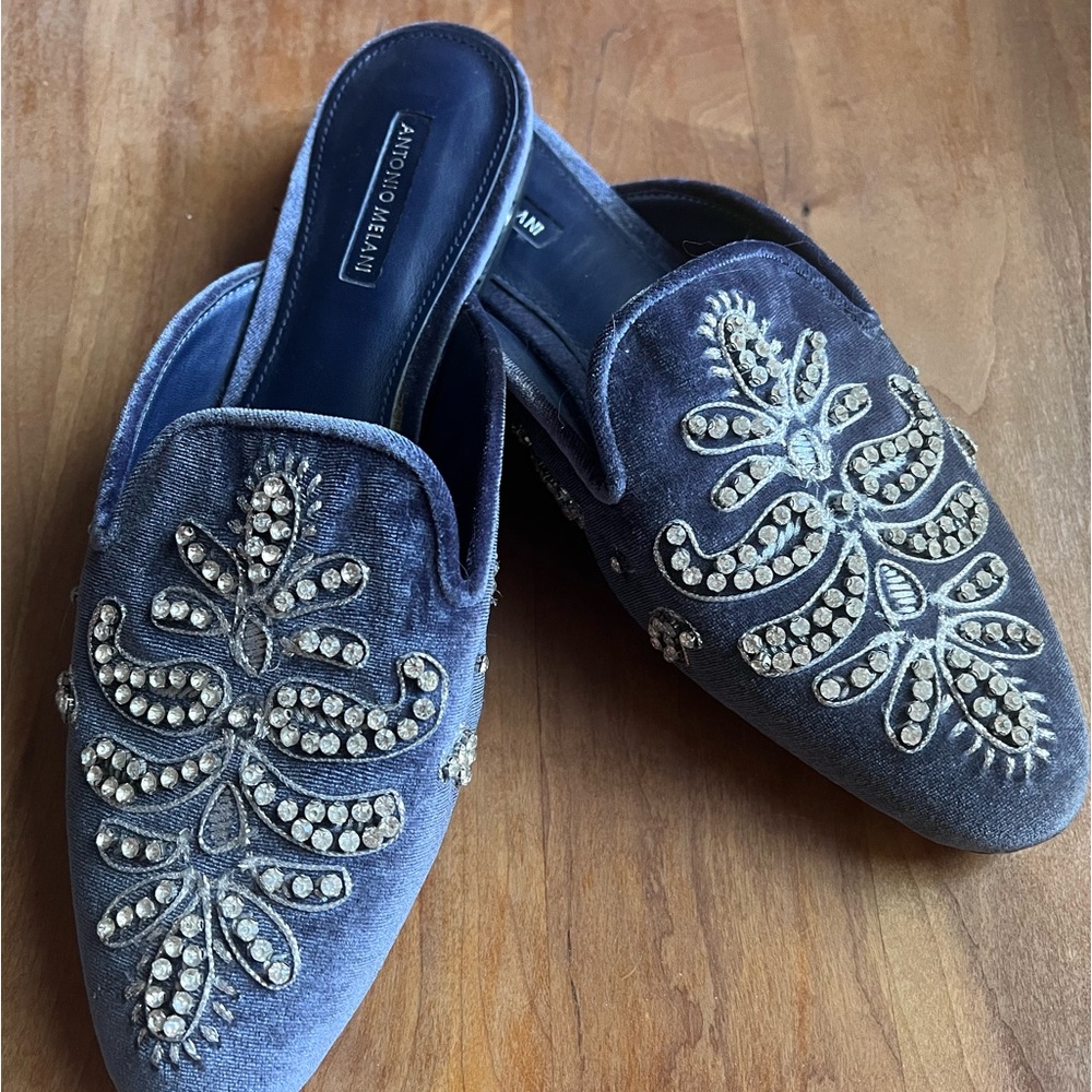 Antonio Melani Velvet and Leather NWOT Slip Ons